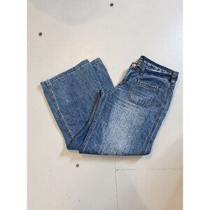 Flamingo Womens Wide-Leg Denim Jeans Size S Blue Cotton Blend Casual